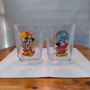 Lot of 2-Mickey Walt Disney World Animal Kingdom Vintage 2000 Glasses McDonalds